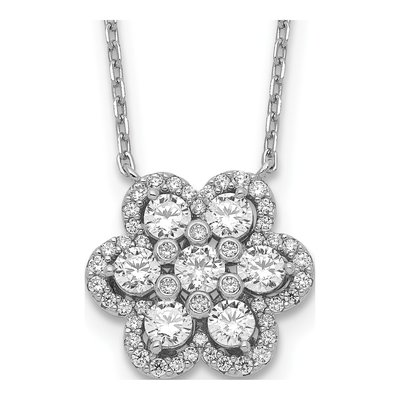 Sterling Silver CZ Flower Necklace