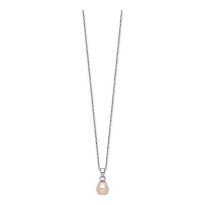 Sterling Silver Pink Pearl Necklace & Earring Set – view 2