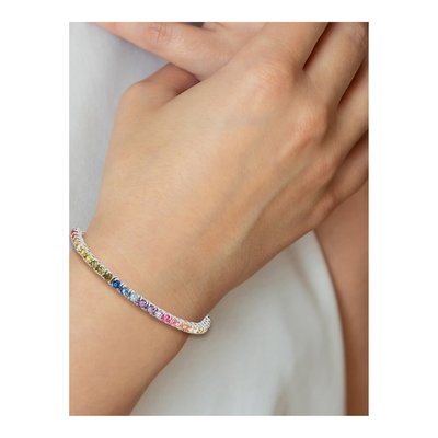 Sterling Silver CZ Multi-Color Adjustable Bolo Bracelet – view 3