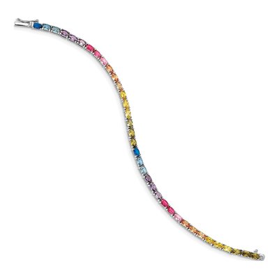 Sterling Silver CZ Multi-Color Tennis Bracelet – view 2