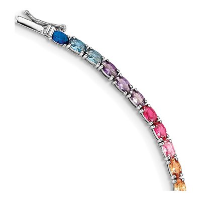Sterling Silver CZ Multi-Color Tennis Bracelet
