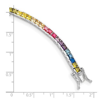 Sterling Silver CZ Multi-Color Tennis Bracelet – view 3