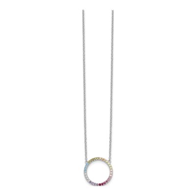 Sterling Silver CZ Multi-Cz Open Circle Pendant Necklace – view 3