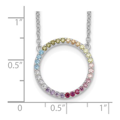 Sterling Silver CZ Multi-Cz Open Circle Pendant Necklace – view 4