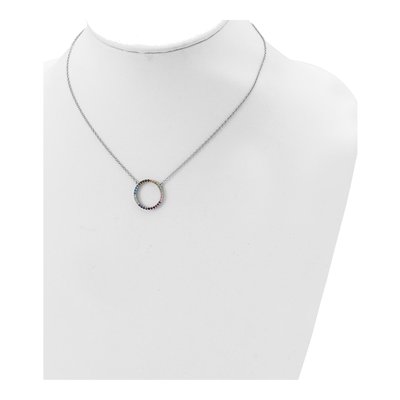 Sterling Silver CZ Multi-Cz Open Circle Pendant Necklace – view 5