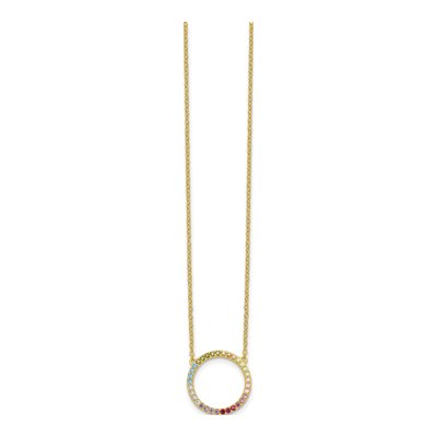 Gold-Plated Sterling Silver CZ Open Circle Pendant Necklace – view 3