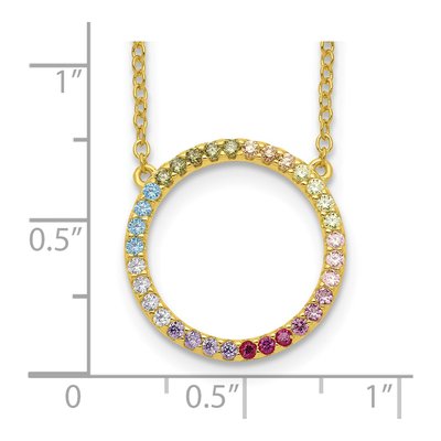 Gold-Plated Sterling Silver CZ Open Circle Pendant Necklace – view 4