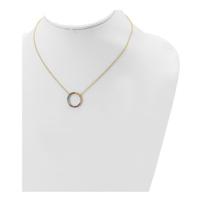 Gold-Plated Sterling Silver CZ Open Circle Pendant Necklace – view 5