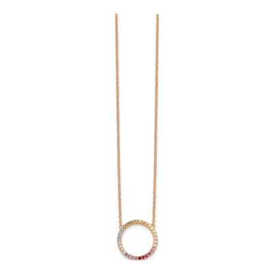 Rose Gold-Plated Sterling Silver CZ Open Circle Pendant Necklace – view 3