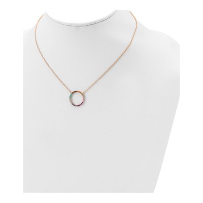 Rose Gold-Plated Sterling Silver CZ Open Circle Pendant Necklace – view 5