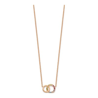 Rose Gold-Plated Sterling Silver CZ Circle Pendant Necklace – view 3