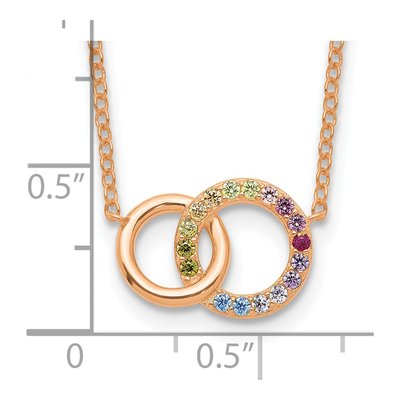 Rose Gold-Plated Sterling Silver CZ Circle Pendant Necklace – view 4