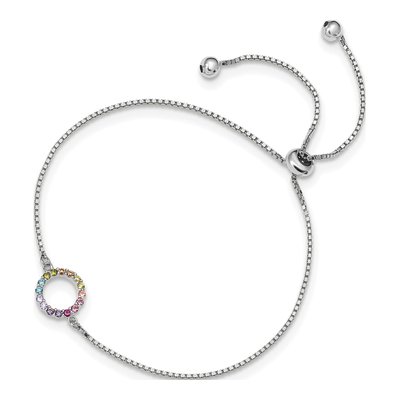Sterling Silver CZ Multi-Color Bolo Bracelet – view 2
