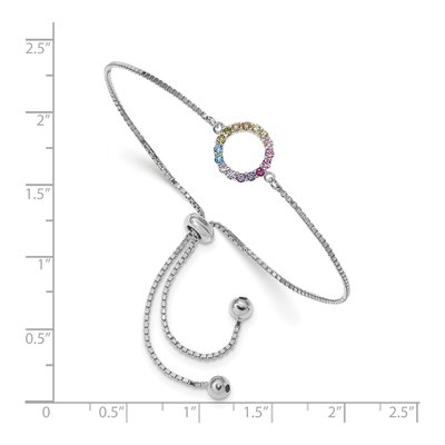 Sterling Silver CZ Multi-Color Bolo Bracelet – view 3
