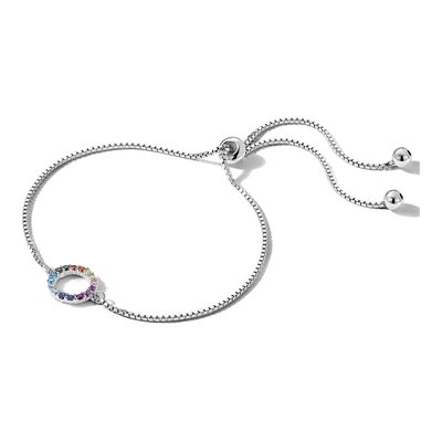 Sterling Silver CZ Multi-Color Bolo Bracelet – view 5