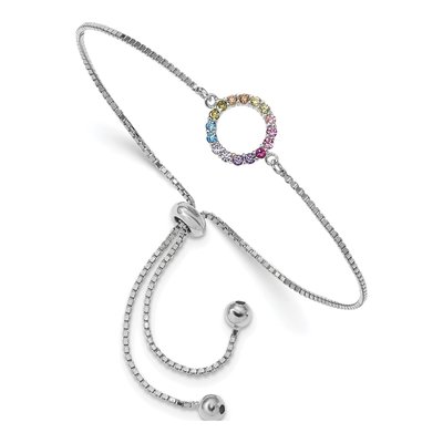Sterling Silver CZ Multi-Color Bolo Bracelet