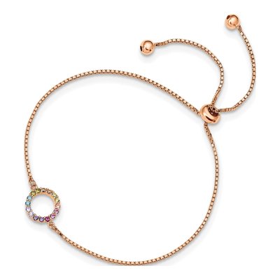 Rose Gold-Plated Sterling Silver CZ Open Circle Bolo Bracelet – view 2
