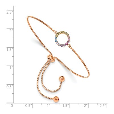 Rose Gold-Plated Sterling Silver CZ Open Circle Bolo Bracelet – view 3