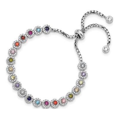 Sterling Silver CZ Bolo Bracelet – view 2