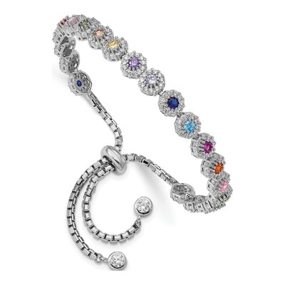 Sterling Silver CZ Bolo Bracelet