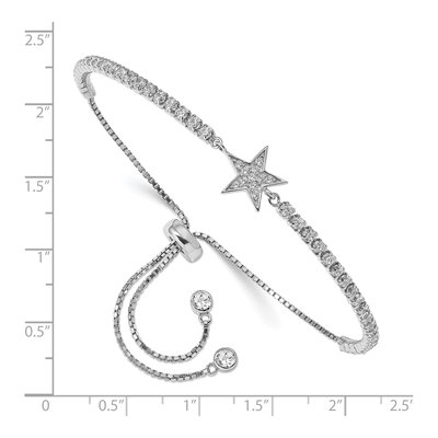 Sterling Silver CZ Star Adjustable Bracelet – view 3