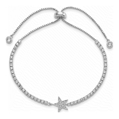 Sterling Silver CZ Star Adjustable Bracelet – view 4