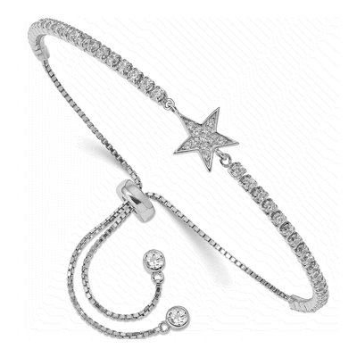 Sterling Silver CZ Star Adjustable Bracelet