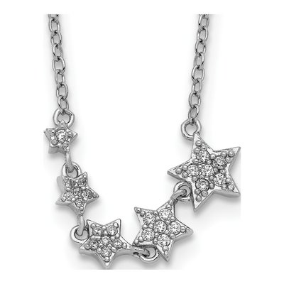 Sterling Silver CZ Graduating Stars Pendant Necklace
