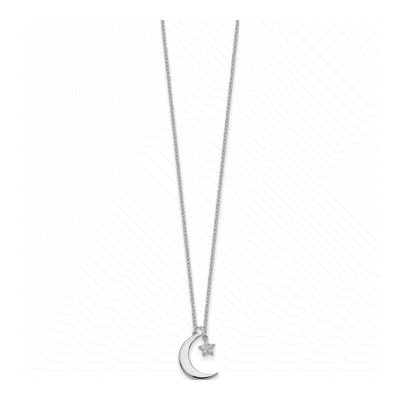 Sterling Silver CZ Star Moon Pendant Necklace – view 3