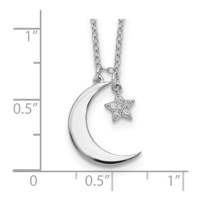 Sterling Silver CZ Star Moon Pendant Necklace – view 4