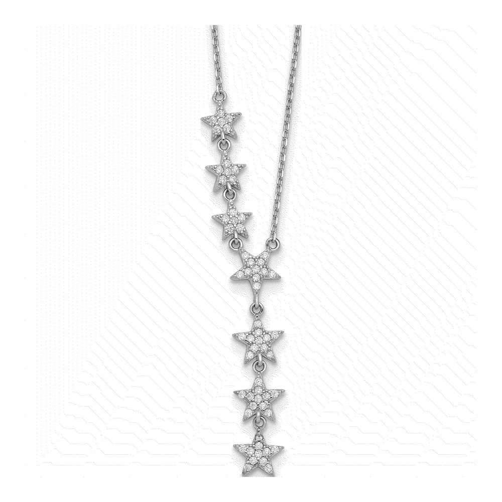 Sterling Silver CZ Stars Pendant Necklace