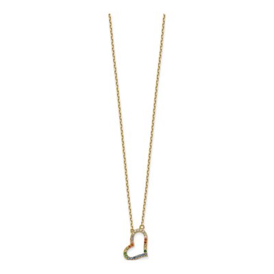 Gold-Plated Sterling Silver CZ Heart Pendant Necklace – view 3