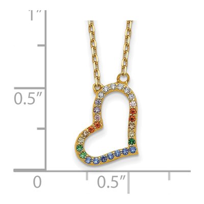 Gold-Plated Sterling Silver CZ Heart Pendant Necklace – view 4