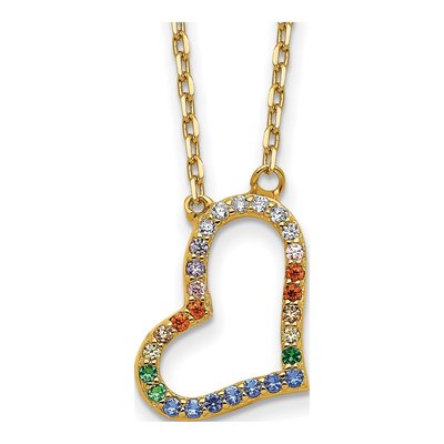Gold-Plated Sterling Silver CZ Heart Pendant Necklace