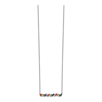 Sterling Silver CZ Colorful Bar Necklace – view 3