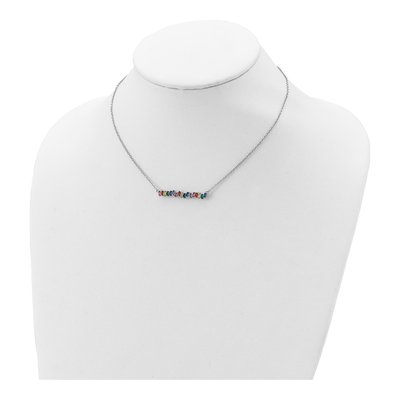 Sterling Silver CZ Colorful Bar Necklace – view 5