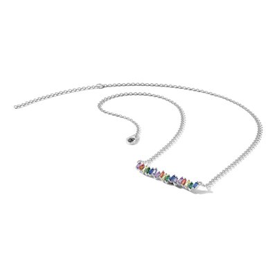 Sterling Silver CZ Colorful Bar Necklace – view 6