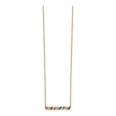 Gold-Plated Sterling Silver CZ Bar Necklace – view 3