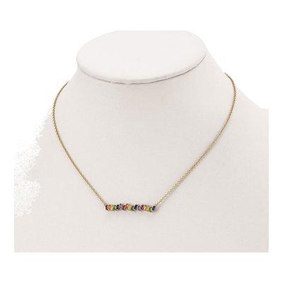 Gold-Plated Sterling Silver CZ Bar Necklace – view 5