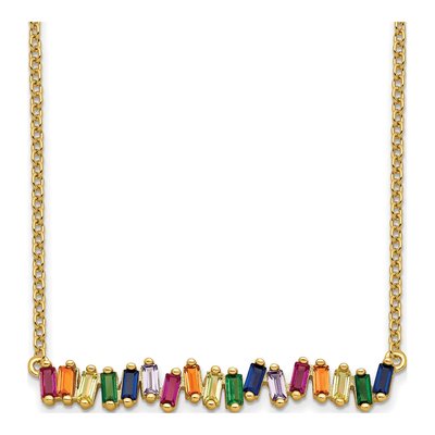 Gold-Plated Sterling Silver CZ Bar Necklace