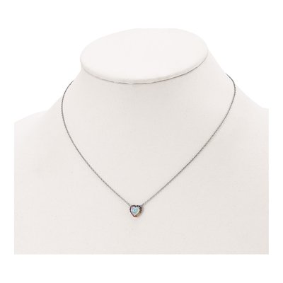 Sterling Silver Lab-Created Opal & CZ Heart Pendant Necklace – view 5