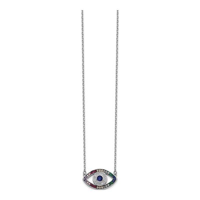 Sterling Silver CZ Evil Eye Pendant Necklace – view 3
