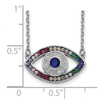 Sterling Silver CZ Evil Eye Pendant Necklace – view 4