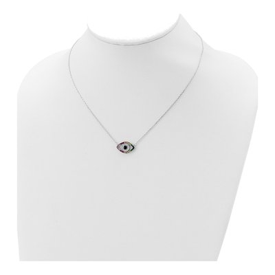 Sterling Silver CZ Evil Eye Pendant Necklace – view 5