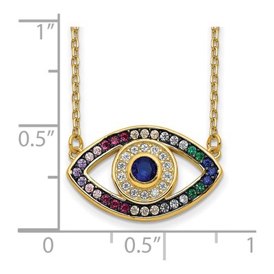 Gold-Plated Sterling Silver CZ Evil Eye Pendant Necklace – view 4