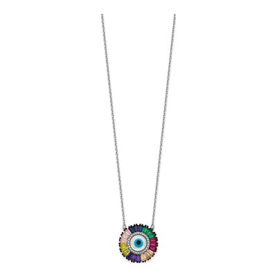 Sterling Silver CZ Evil Eye Pendant Necklace – view 3