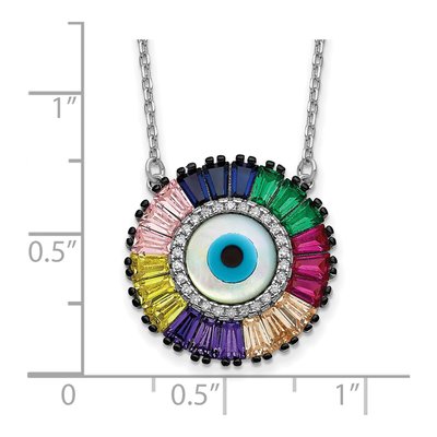 Sterling Silver CZ Evil Eye Pendant Necklace – view 4