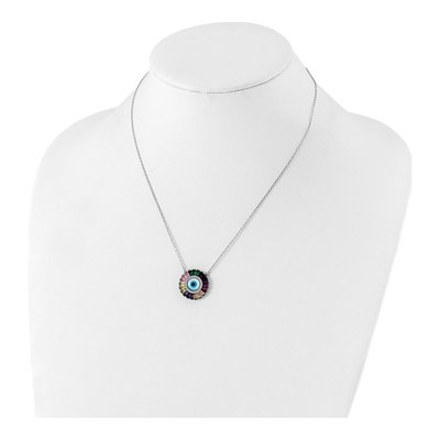 Sterling Silver CZ Evil Eye Pendant Necklace – view 5