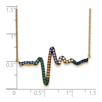 Gold-Plated Sterling Silver CZ Heartbeat Pendant Necklace – view 4