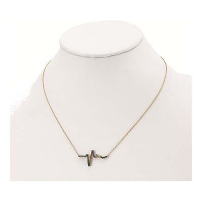 Gold-Plated Sterling Silver CZ Heartbeat Pendant Necklace – view 5